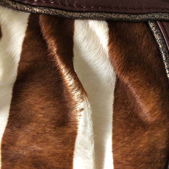 B. Makowsky leather calf hair zebra stripe pattern bag - Picture 11 of 13